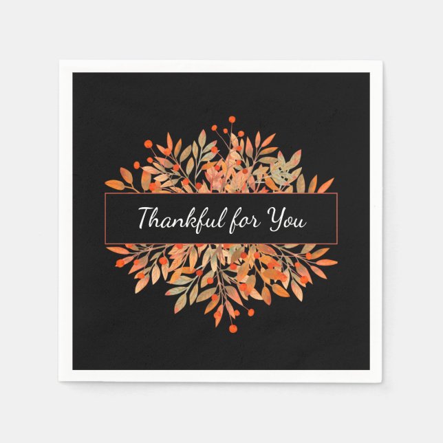 Erntedank Dark Orange Fall Foliage Serviette (Vorderseite)