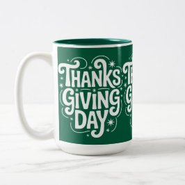 Erntedank Day Celebrate mit Familie und Freunden Zweifarbige Tasse