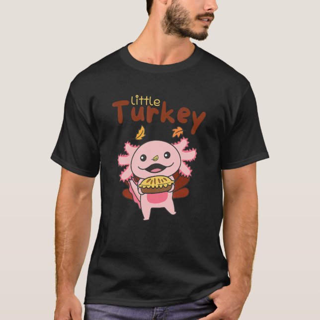 Erntedank Day Outfits Little Turkey Axolotl App T-Shirt (Vorderseite)