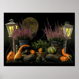 Erntedank Day Szene mit Bench und Fall Ernte Poster