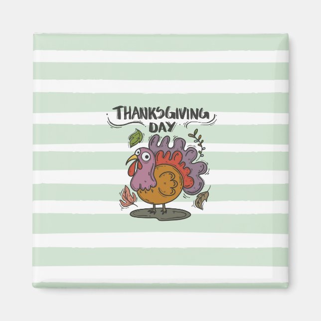 Erntedank Day Turkey Art - Klassischer Herbst Magnet (Vorne)