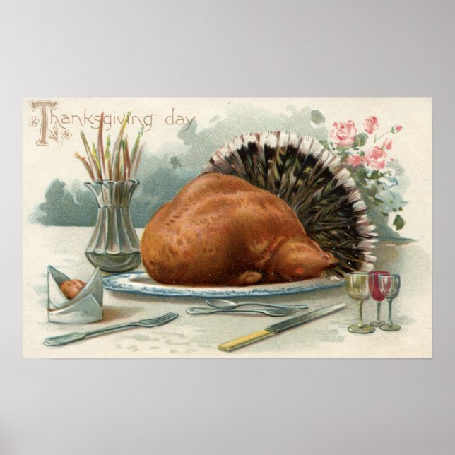 Erntedank DayEine gekleidete Türkei zum Abendessen Poster (Vorne)
