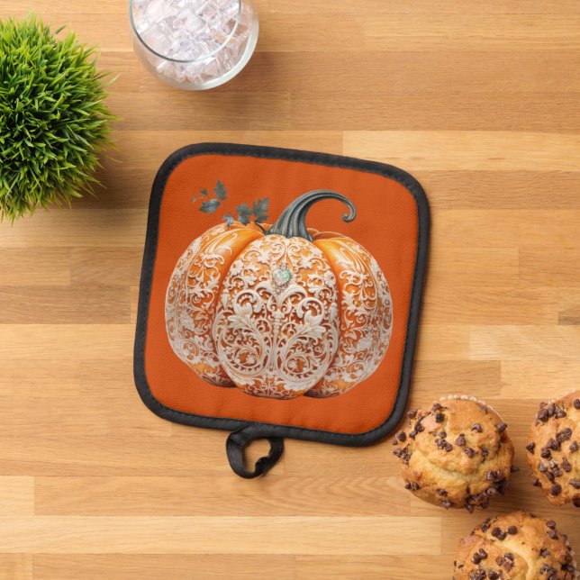 Erntedank Decorated Pumpkin Pot Holder Topflappen (Oben Unten)