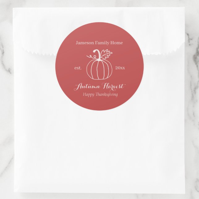 Erntedank der Familie Autumn Harvest Pumpkin Runder Aufkleber (Tasche)