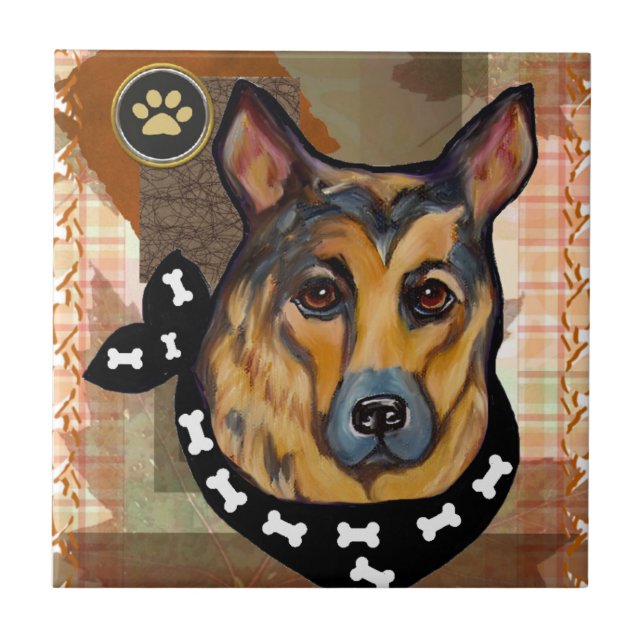 ERNTEDANK DEUTSCHE SHEPHERD FLIESE (Vorderseite)