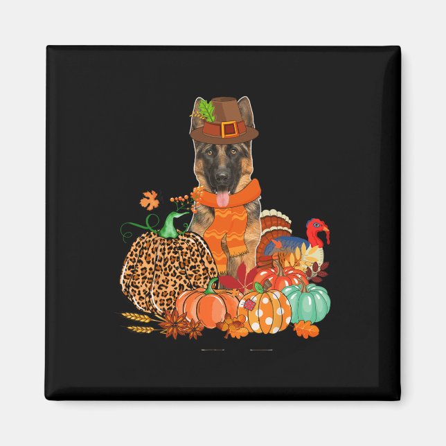 Erntedank Deutscher Schäferhund mit türkischer Her Magnet (Vorne)