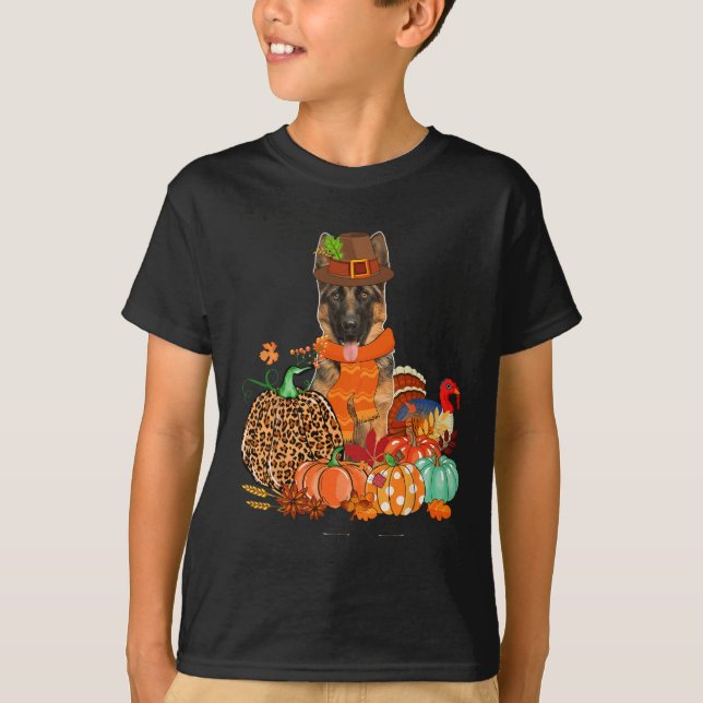Erntedank Deutscher Schäferhund mit türkischer Her T-Shirt (Vorderseite)