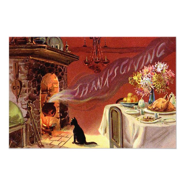 Erntedank Dinner Black Cat Kamin Türkei Fotodruck (Vorne)