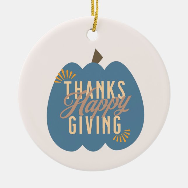 Erntedank Dinner Blue Pumpkin Keramik Ornament (Vorne)
