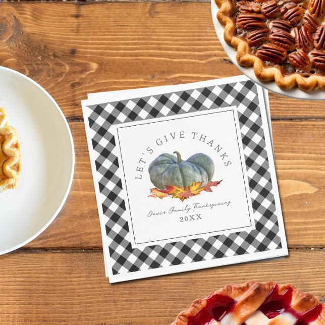 Erntedank Dinner Buffalo Kariert Gourd Pumpkin Serviette (Von Creator hochgeladen)
