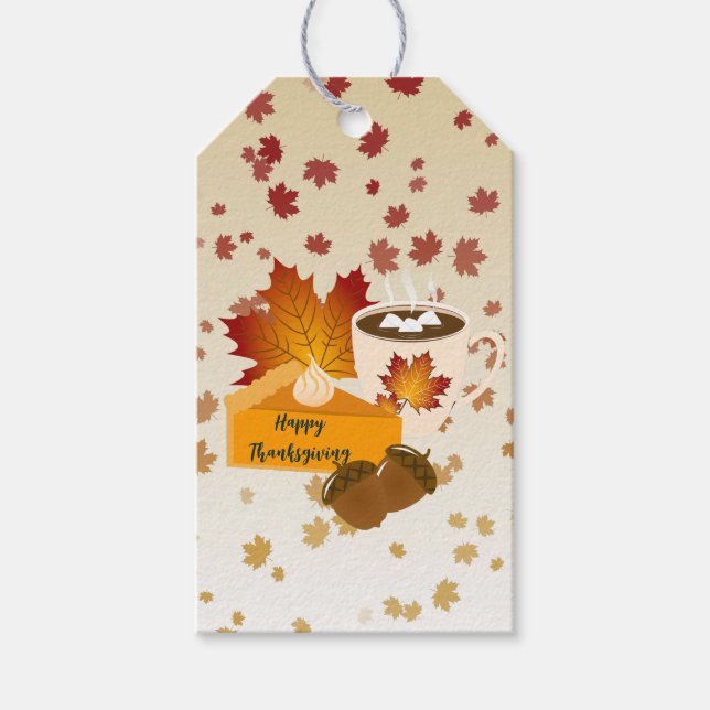 Erntedank Dinner Cuisine Pumpkin Pie Hot Choco Geschenkanhänger (Vorderseite)