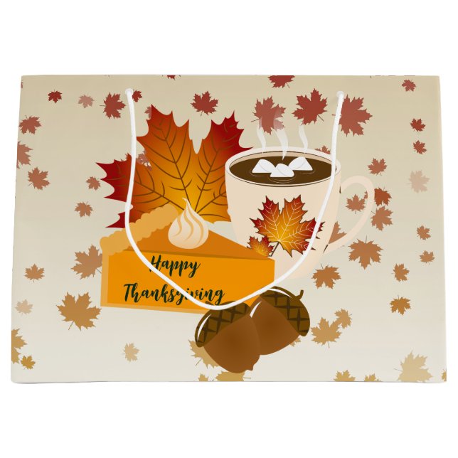 Erntedank Dinner Cuisine Pumpkin Pie Hot Choco Große Geschenktüte (Vorderseite)