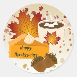 Erntedank Dinner Cuisine Pumpkin Pie Hot Choco Runder Aufkleber