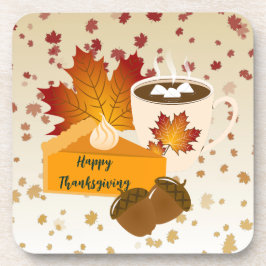 Erntedank Dinner Cuisine Pumpkin Pie Hot Cocoa Getränkeuntersetzer