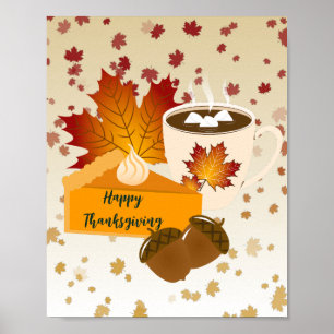 Erntedank Dinner Cuisine Pumpkin Pie Hot Cocoa Poster
