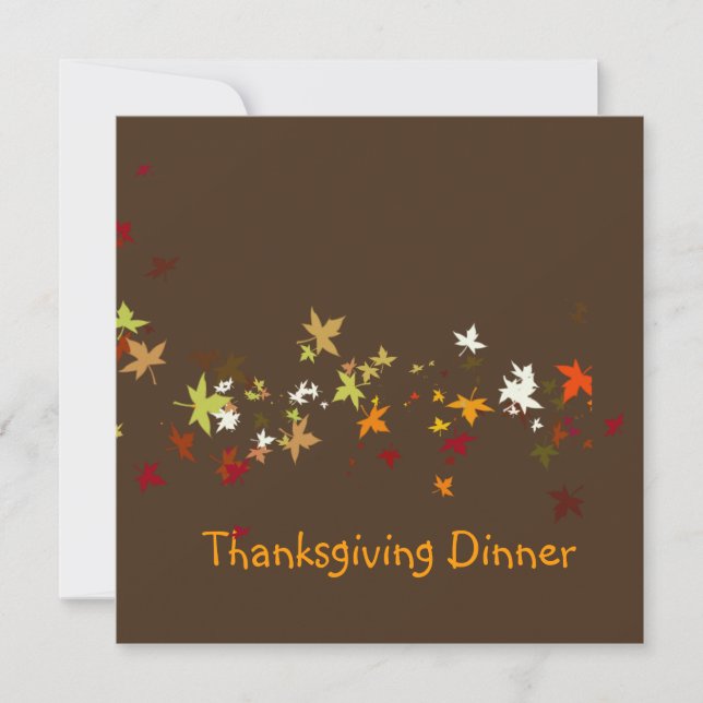 Erntedank Dinner, DIY Hintergrund/Ahorn-Blätter Einladung (Vorderseite)