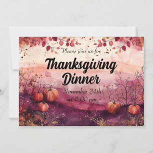 Erntedank Dinner Einladung Aquarellpumpen