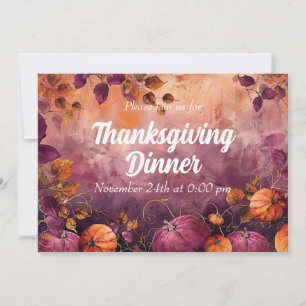 Erntedank Dinner Einladung Aquarellpumpen