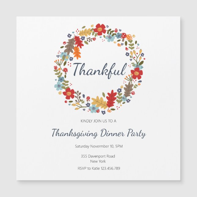 Erntedank Dinner Einladung Dankbarer Kranz (Vorderseite)