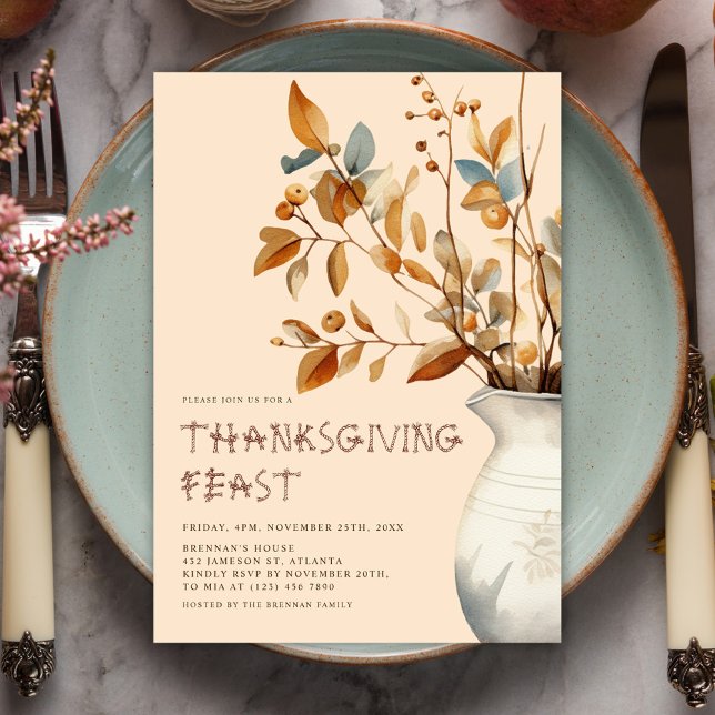Erntedank Dinner Fall Moderne Freundschaft Einladung (Thanksgiving Dinner Fall Modern Friendsgiving Invitation)