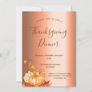 Erntedank Dinner Kürbisernte Kupfer Einladung