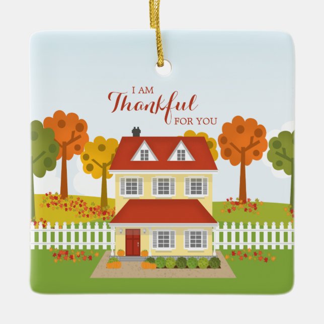 Erntedank Dinner Open House Keramikornament (Vorderseite)