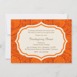 Erntedank Dinner Party Damask Einladung