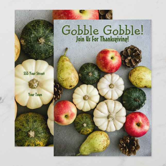 Erntedank Dinner Party Einladung (Vorne/Hinten)