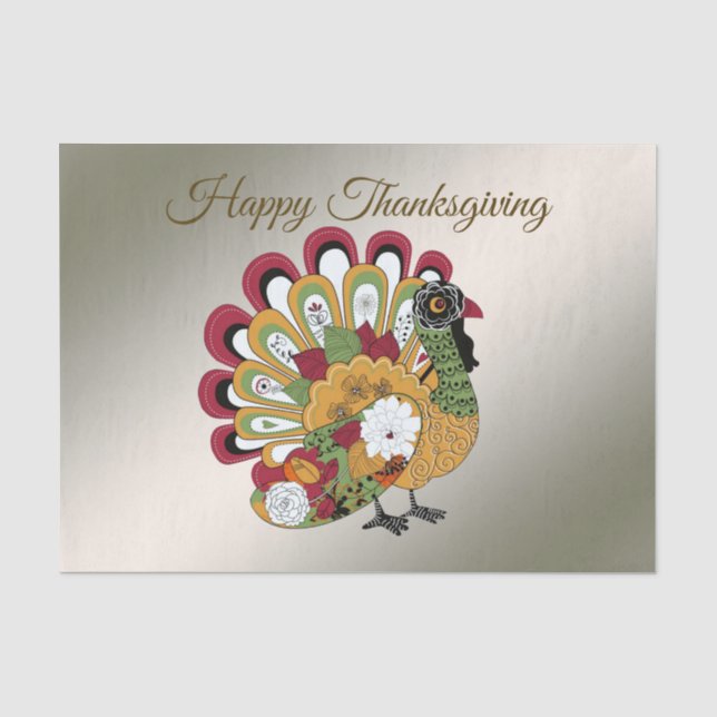Erntedank Dinner Party Farbenfrohe Blüte Türkei Seidenpapier (Vorderseite)