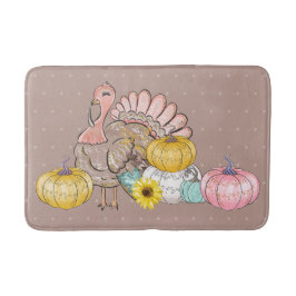 Erntedank Dinner Party Türkei Pumpkins Pink Tan Badematte