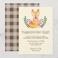 Erntedank Dinner Party Watercolor Fox