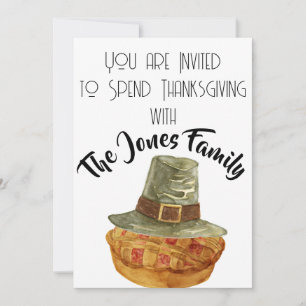 Erntedank Dinner Pilgrim Hat Pie Einladung