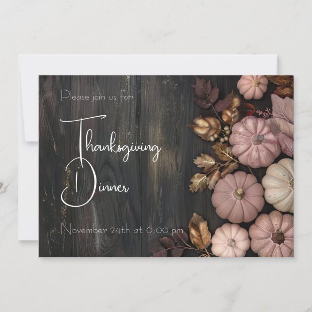 Erntedank Dinner Pumpkin Einladung Rustikal (Vorderseite)
