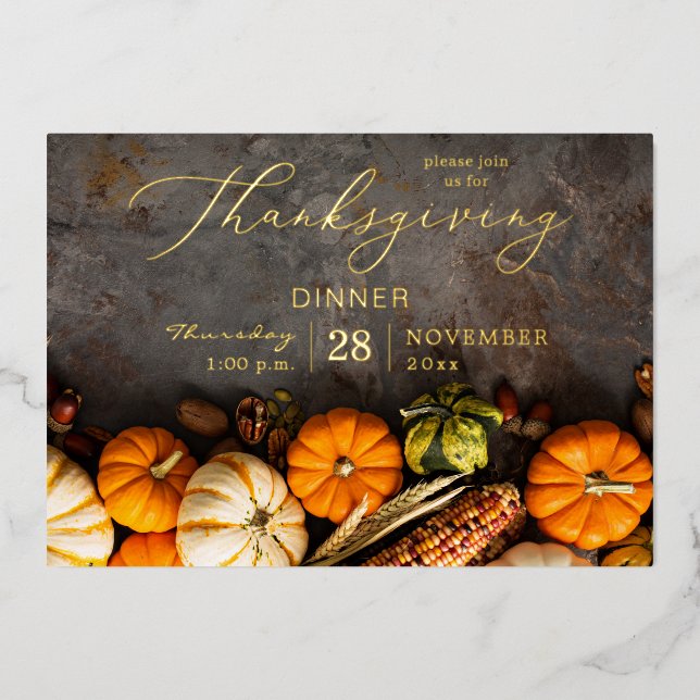 Erntedank Dinner Pumpkins Folieneinladung (Vorderseite)