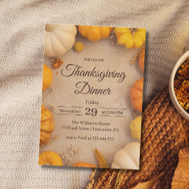 Erntedank Dinner Rustikaler Vintager Kürbisfall Einladung