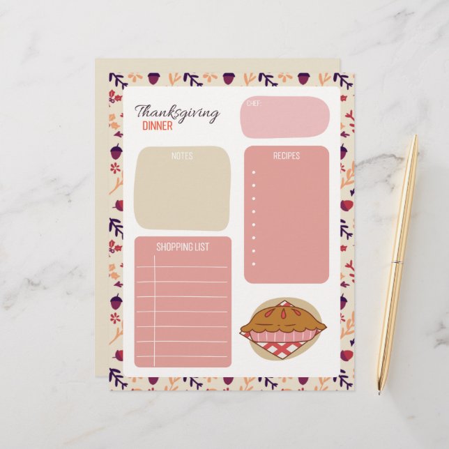 Erntedank Dinner Shopping List (Vorderseite/Rückseite Beispiel)