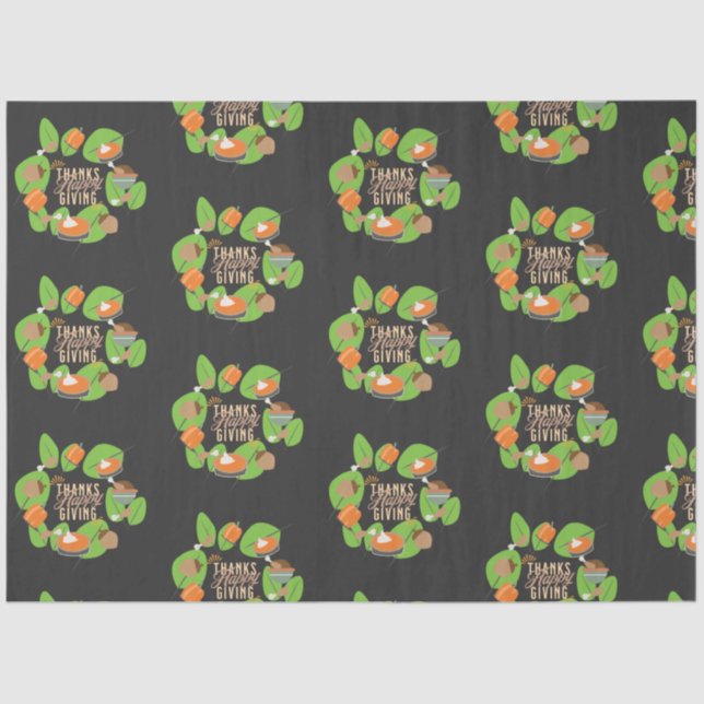 Erntedank Dinner Türkei Pumpkin Fall Greenery Seidenpapier (Vorderseite)
