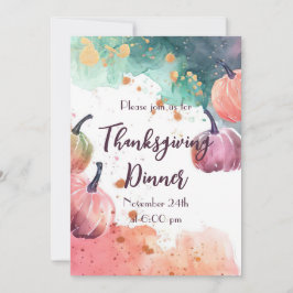 Erntedank Dinner Wasserfarbe Pumpkin Einladung
