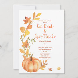 Erntedank Dinner Wasserfarbe Pumpkin Einladung