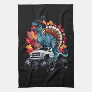 Erntedank Dinosaur T-Rex Monster Truck Geschirrtuch