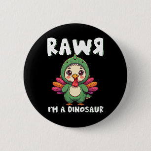 Erntedank-Dinosaurier-Truthahn Rawr Ich Bin Ein Di Button