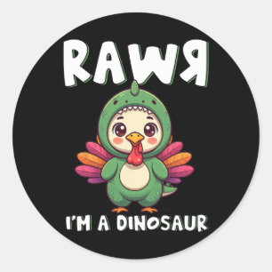 Erntedank-Dinosaurier-Truthahn Rawr Ich Bin Ein Di Runder Aufkleber