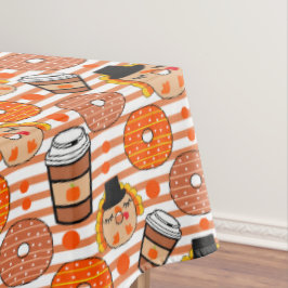 Erntedank Donuts und Kaffeefall Orangenstreifen Tischdecke