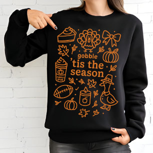 Erntedank Doodle Collage Burnt Orange Fall Sweatshirt
