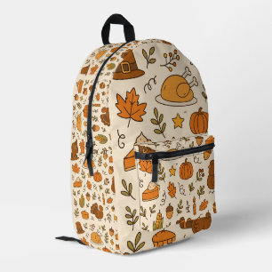 Erntedank-Doodle nahtloses Muster Bedruckter Rucksack