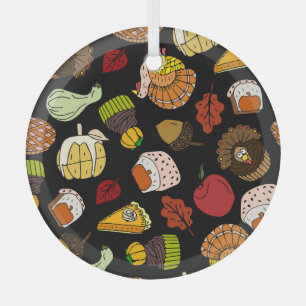 Erntedank Doodles, festliches, von Hand gezeichnet Ornament Aus Glas