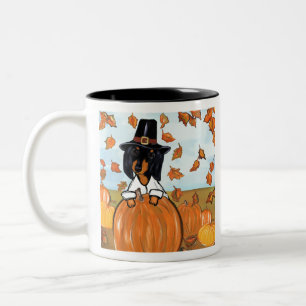 Erntedank-Doxie Zweifarbige Tasse