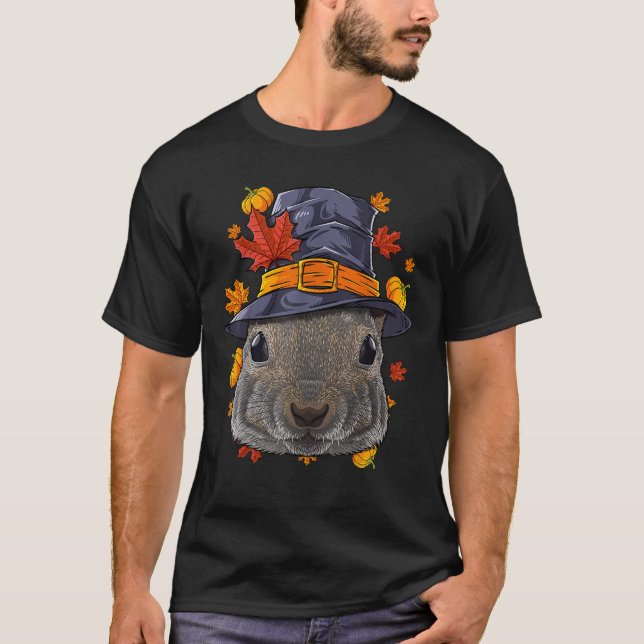 Erntedank Eichhörnchen Pilgrimkost Herbst Herbst T-Shirt (Vorderseite)