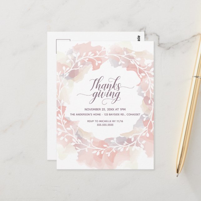 Erntedank Einladung Postkarte (Vorderseite/Rückseite Beispiel)