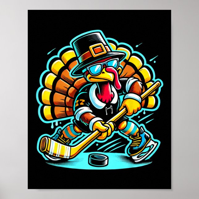 Erntedank Eishockey Türkei Tag Herbst Poster (Vorne)